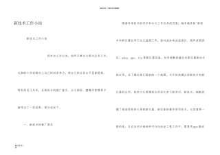 新技术工作小结