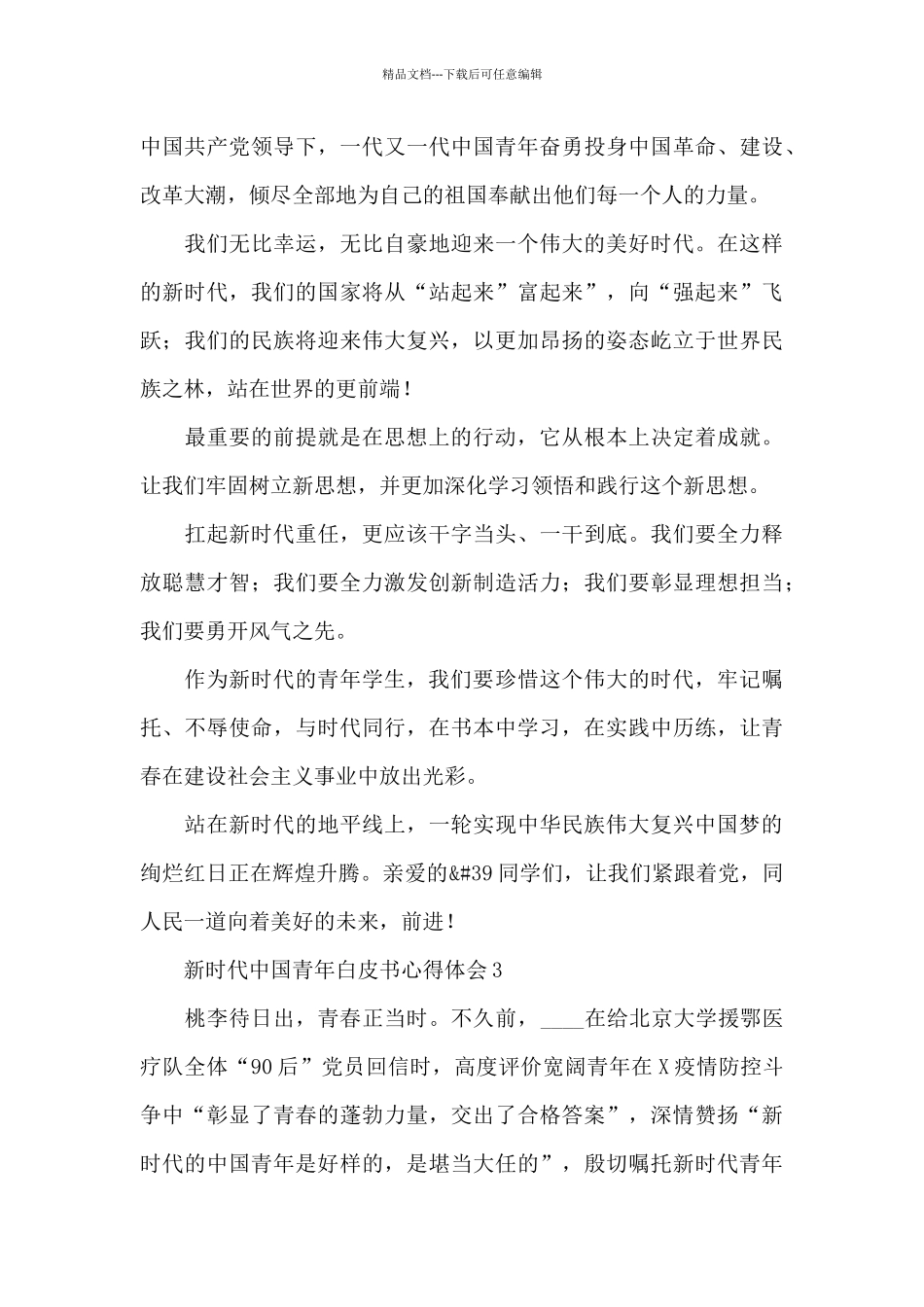新时代中国青年白皮书心得体会范文甄选五篇_第3页