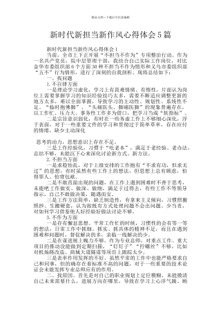 新时代新担当新作风心得体会5篇