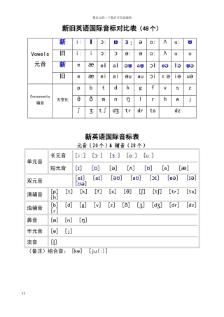 新英语国际音标表和音节辨认