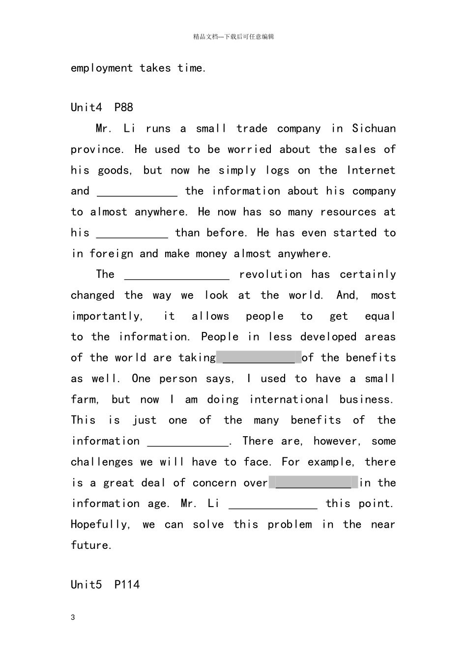 新视野大学英语四完形填空_第3页