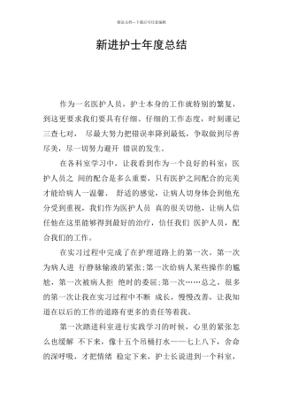 新进护士年度总结