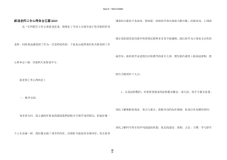 新进教师工作心得体会五篇2024