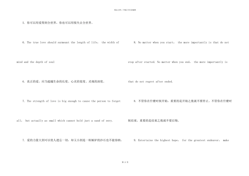 新高一英语：经典的四十句英语至理名言和赞美语句_第2页