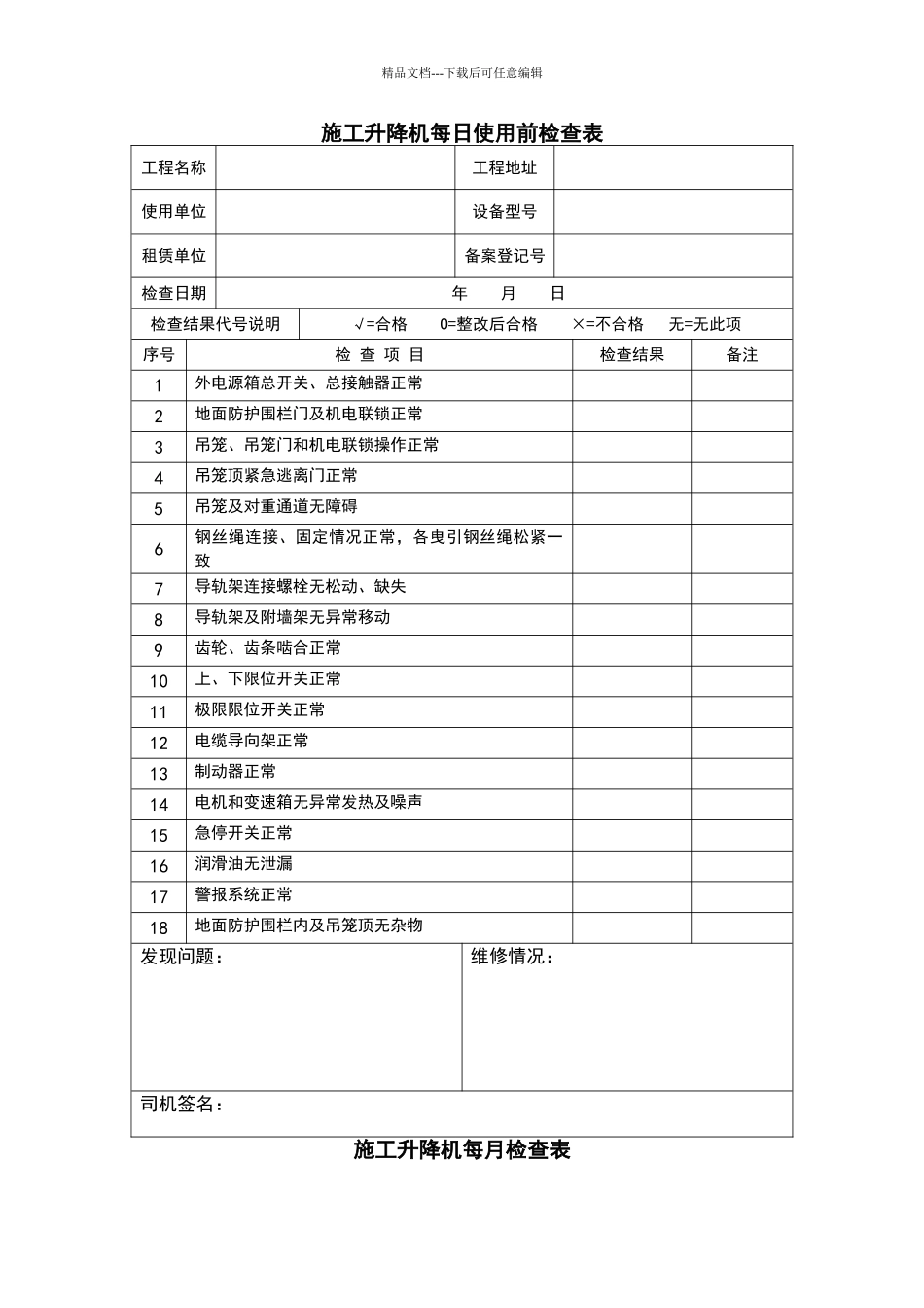 施工升降机交接班记录表_第2页