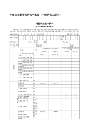 增值税一般纳税人主表