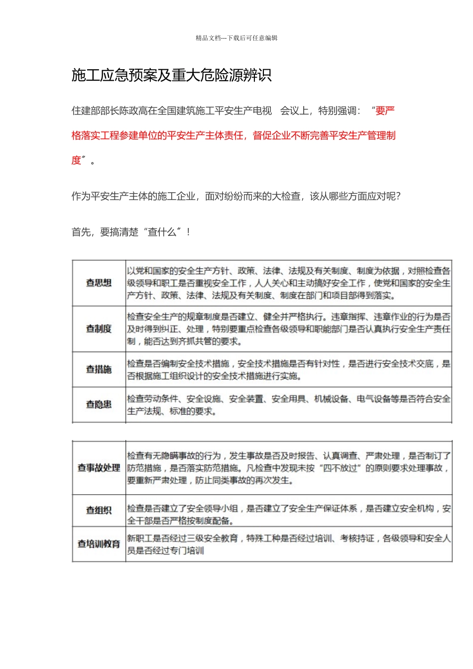 施工应急预案及重大危险源辨识_第1页