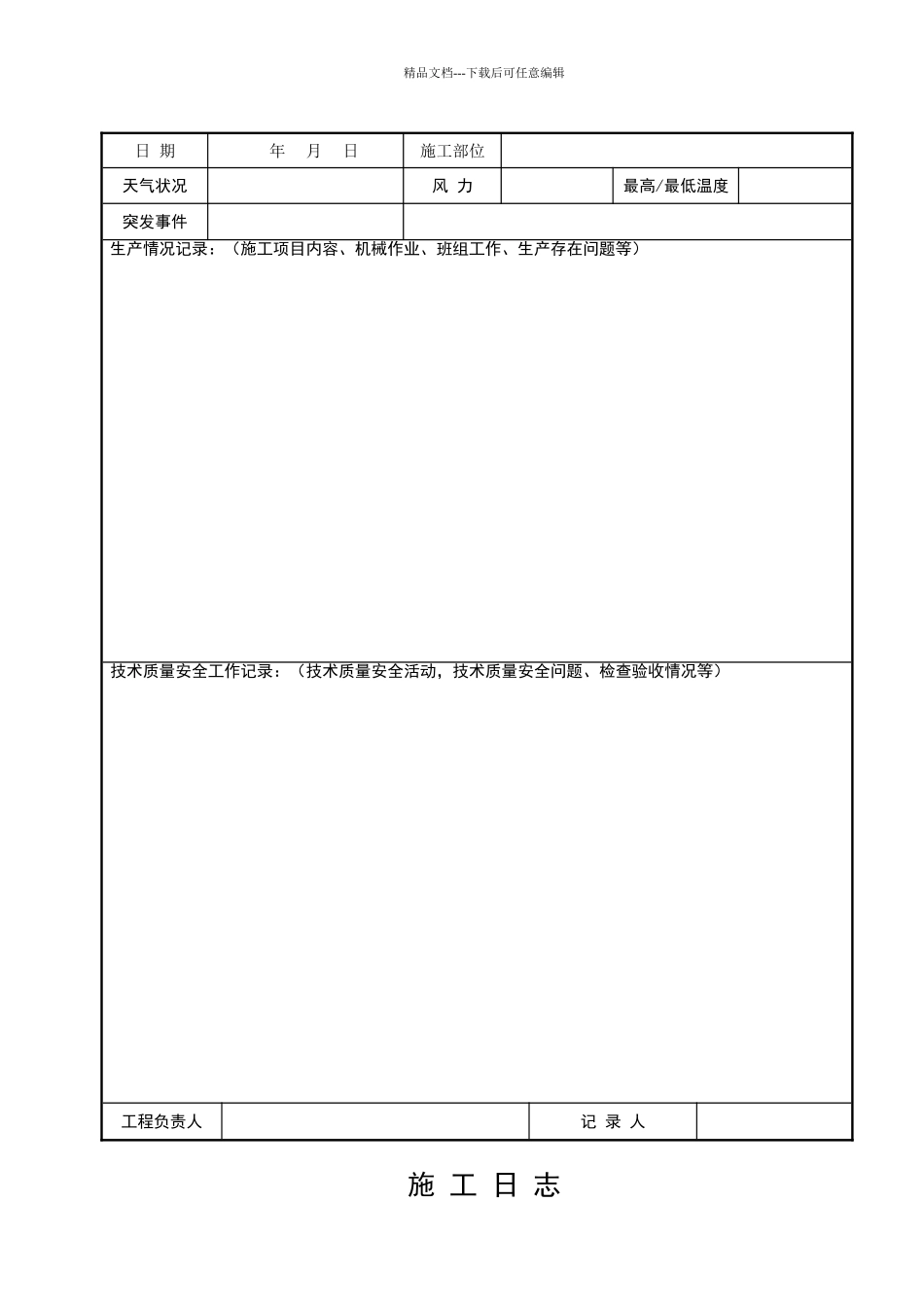 施工日志空白表格_第2页