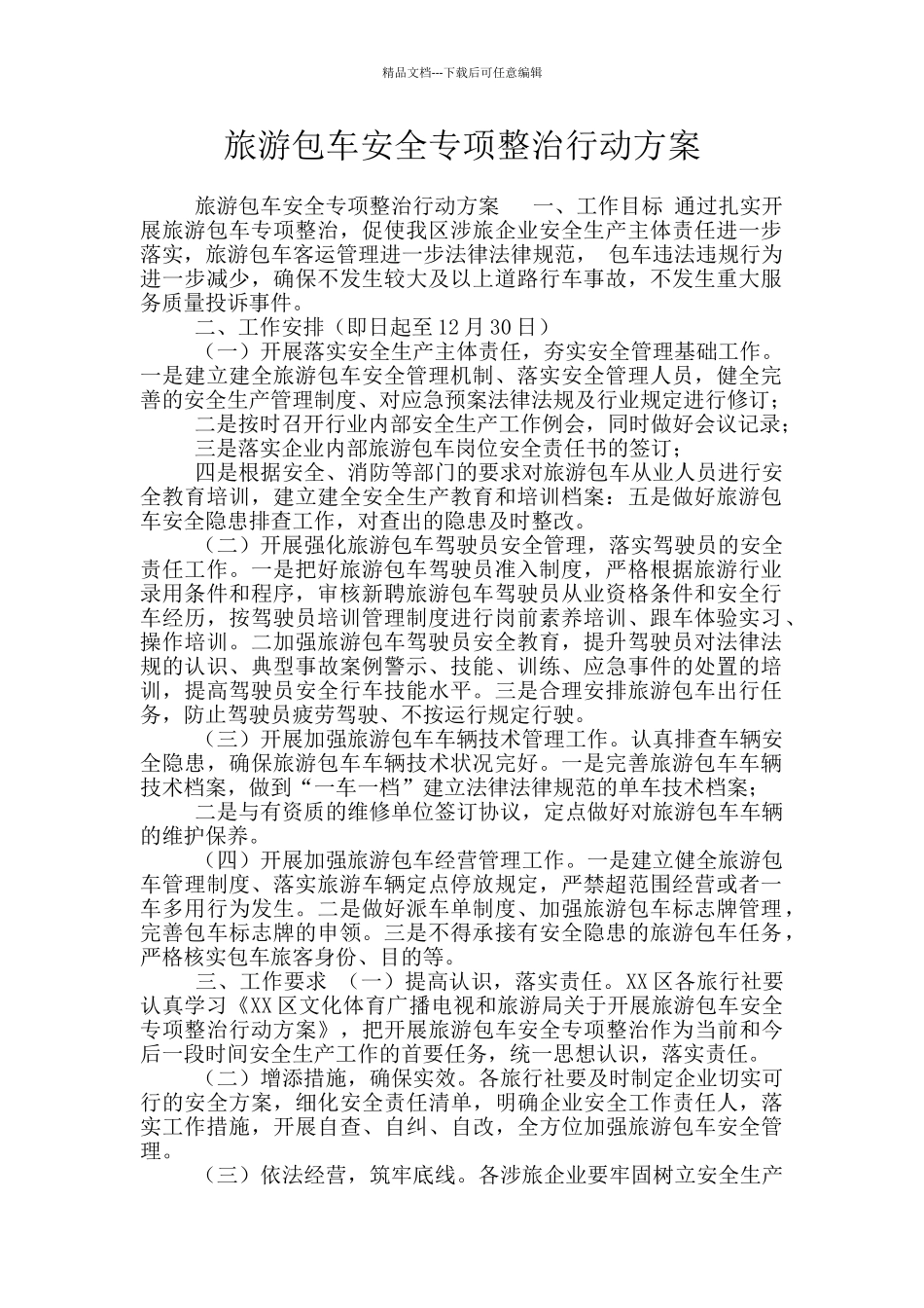 旅游包车安全专项整治行动方案_第1页