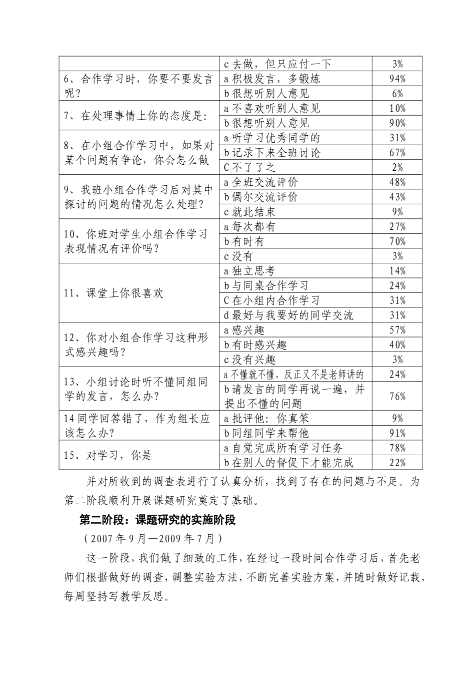 在小学语文教学中合作学习的组织策略及其实效性评价的研究_第3页