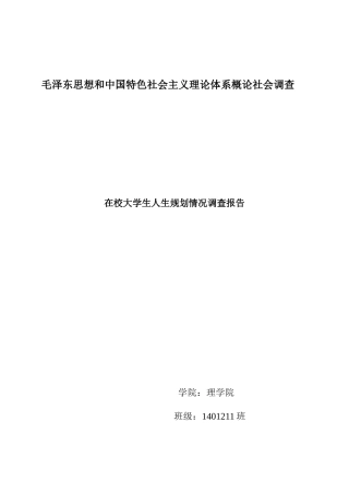 在校大学生人生规划情况调查报告
