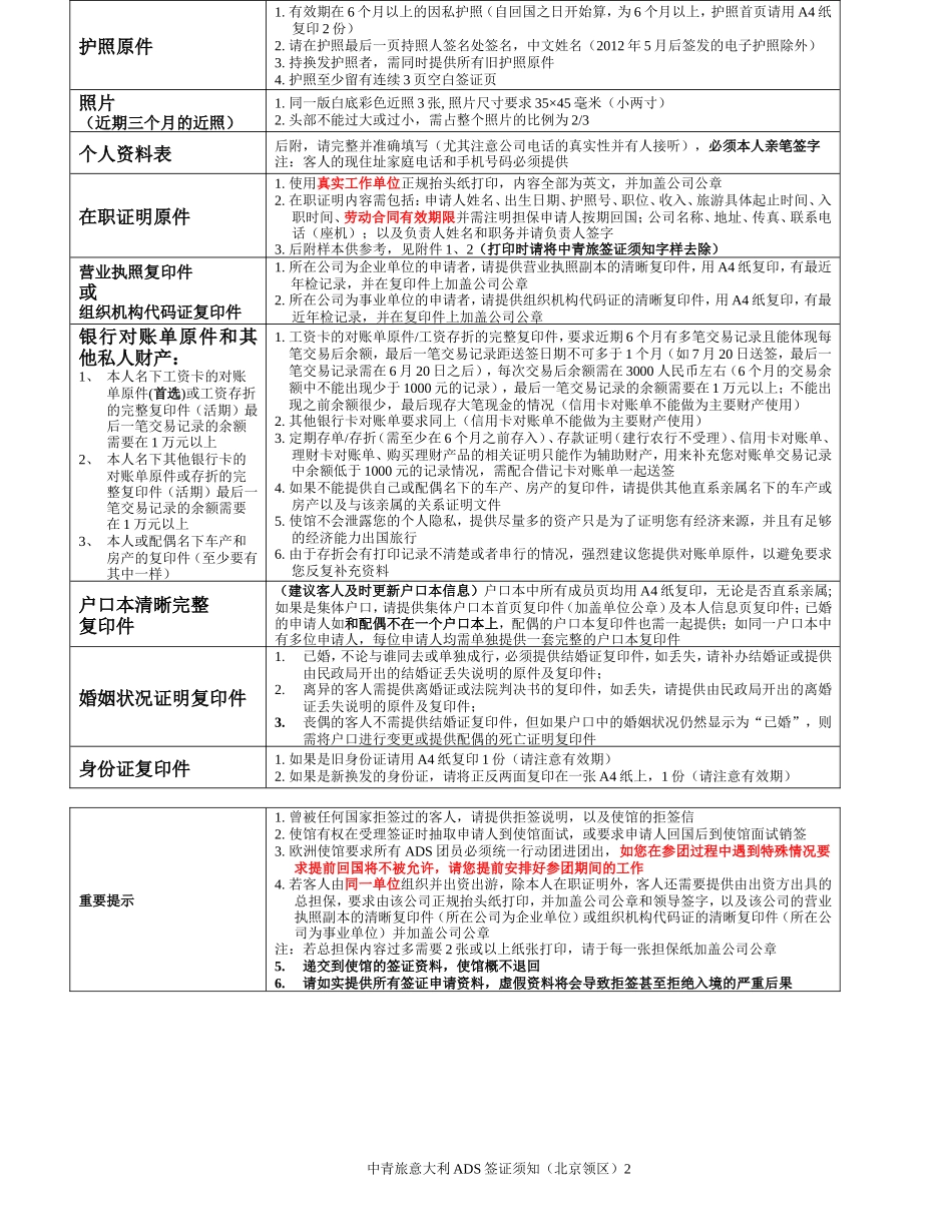 在职人员—意大利ADS签证须知(2013.10)_第2页