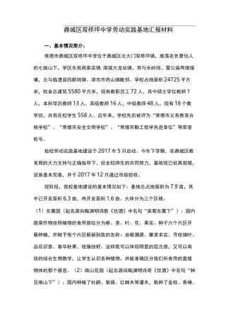 鼎城区双桥坪中学劳动实践基地汇报材料