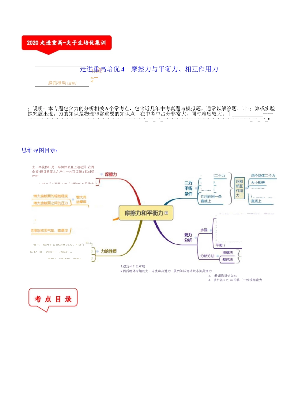 走进重高 物理培优4 -- 摩擦力与平衡力、相互作用力_第1页