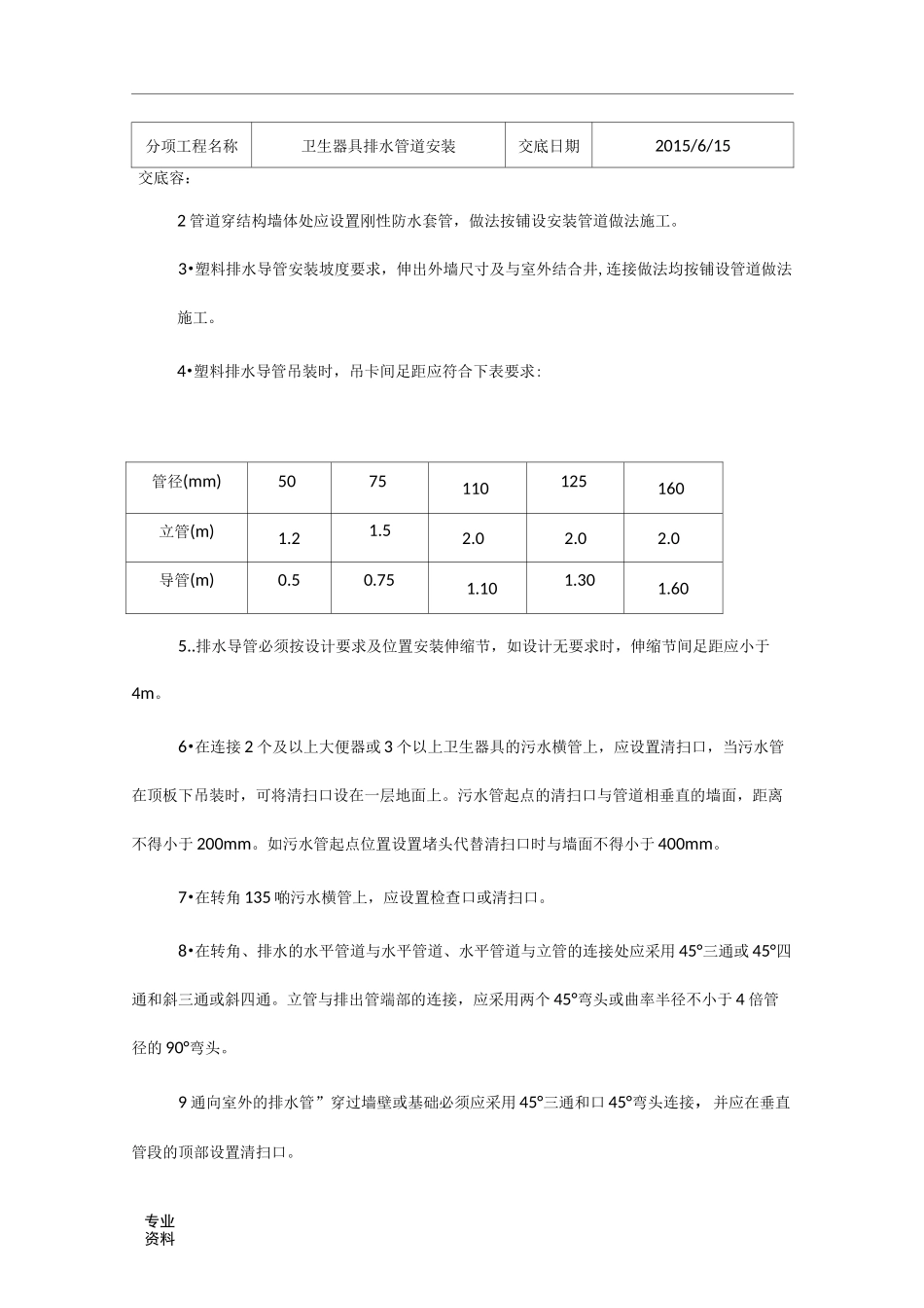 卫生器具排水管道安装技术交底_第3页
