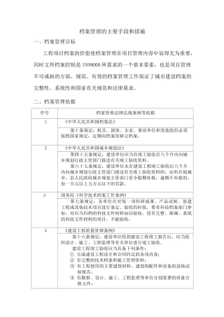 档案管理方案的主要手段和措施