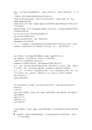 html的基本标签含义