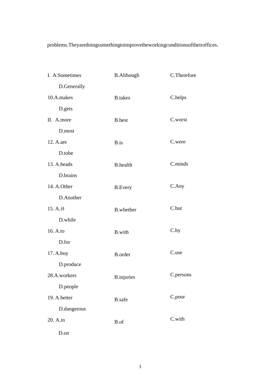 四川高职单招英语模拟题(含答案)精编版_第3页