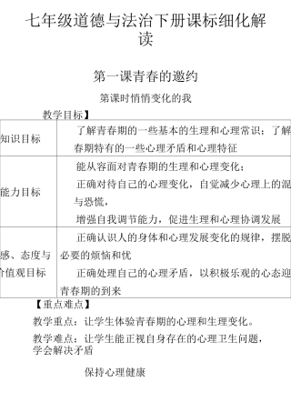 七下道德与法治课标细化