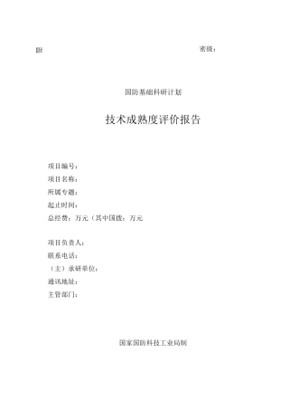 技术成熟度评价报告