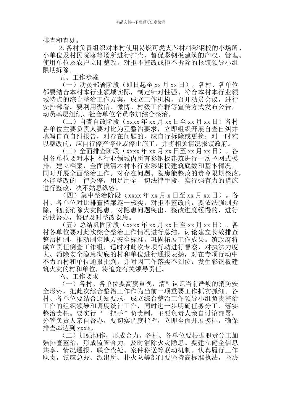易燃可燃夹芯材料彩钢板建筑消防安全综合整治方案_第3页