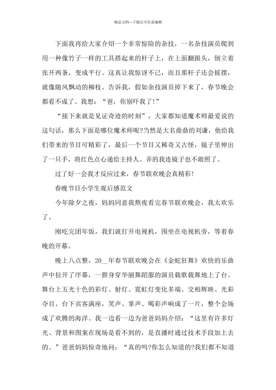 春晚节目小学生观后感600字5篇_第3页