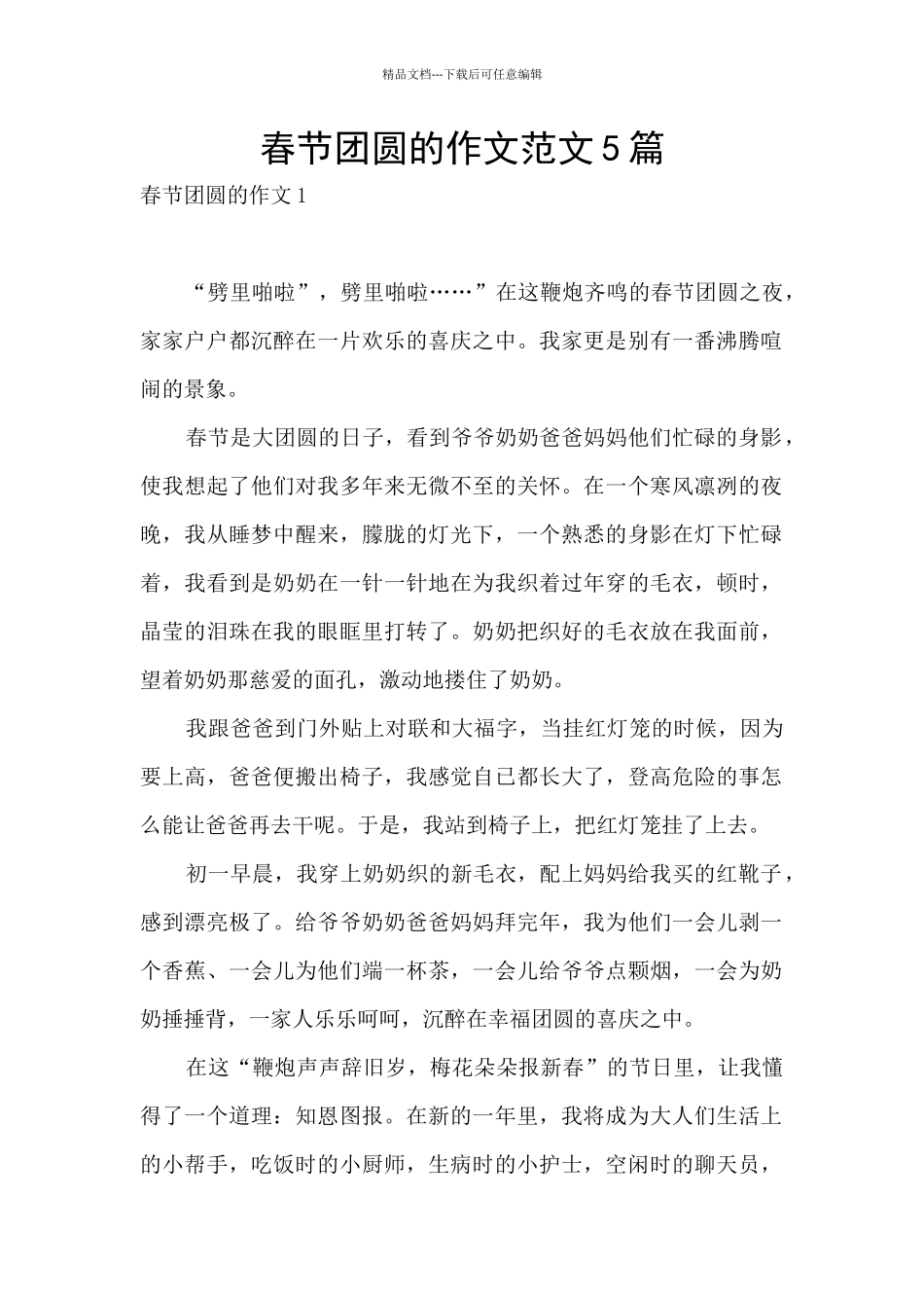 春节团圆的作文范文5篇_第1页