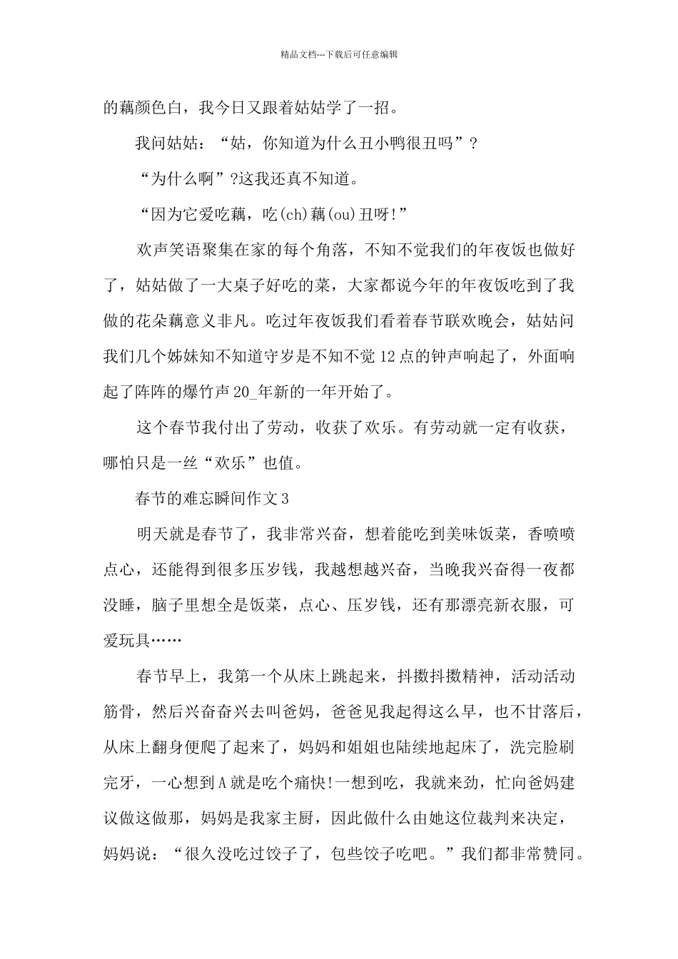春节的难忘瞬间作文5篇_第3页
