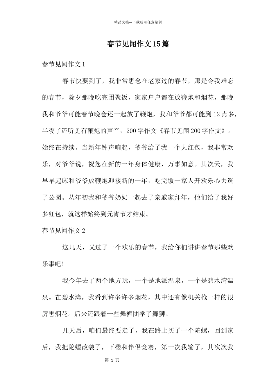 春节见闻作文15篇_第1页