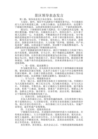 景区领导表态发言