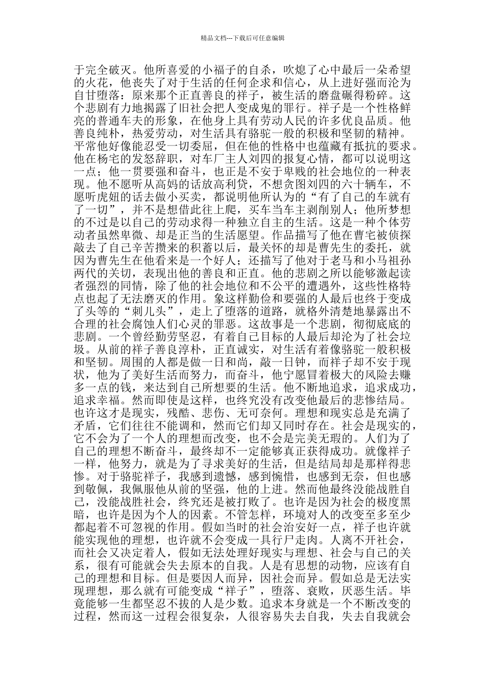 暑假骆驼祥子读书心得作文_第2页