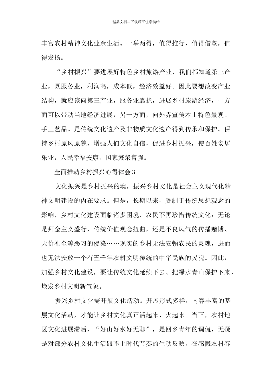 最新全面推进乡村振兴工作心得感受5篇范文2024_第3页