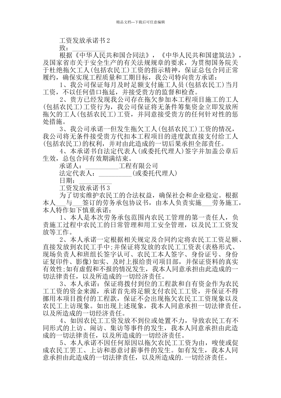 最新工资发放承诺书集锦_第2页