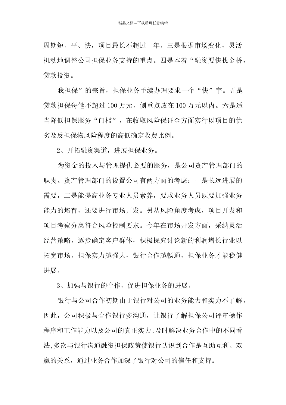 最新担保公司工作总结5篇_第2页