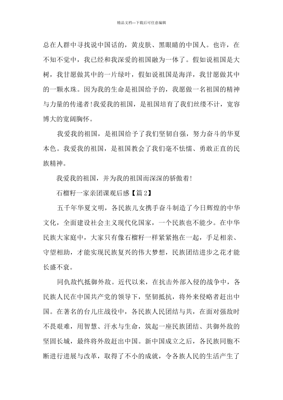 最新石榴籽一家亲团课2024观后感_第2页