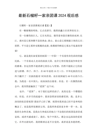 最新石榴籽一家亲团课2024观后感