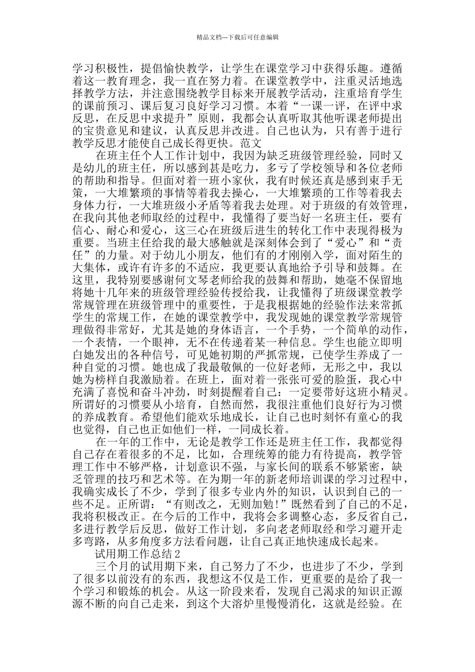 最新试用期工作总结精选大全_第2页