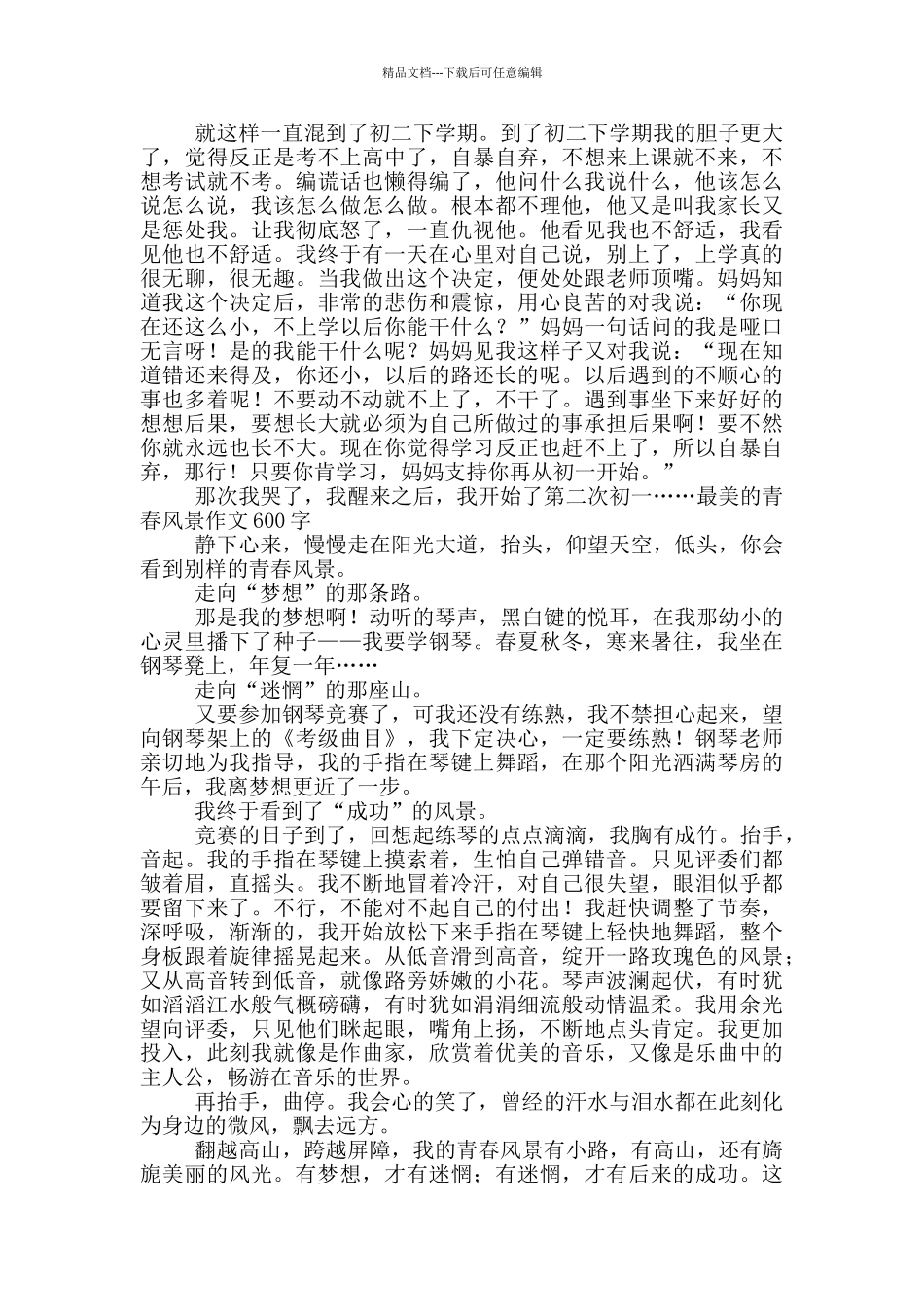 最美的青春风景作文600字_第2页
