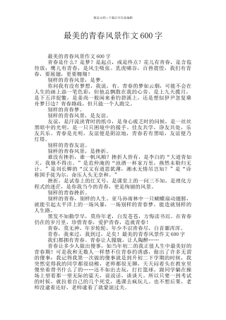 最美的青春风景作文600字