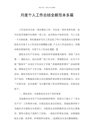 月度个人工作总结全新范本多篇