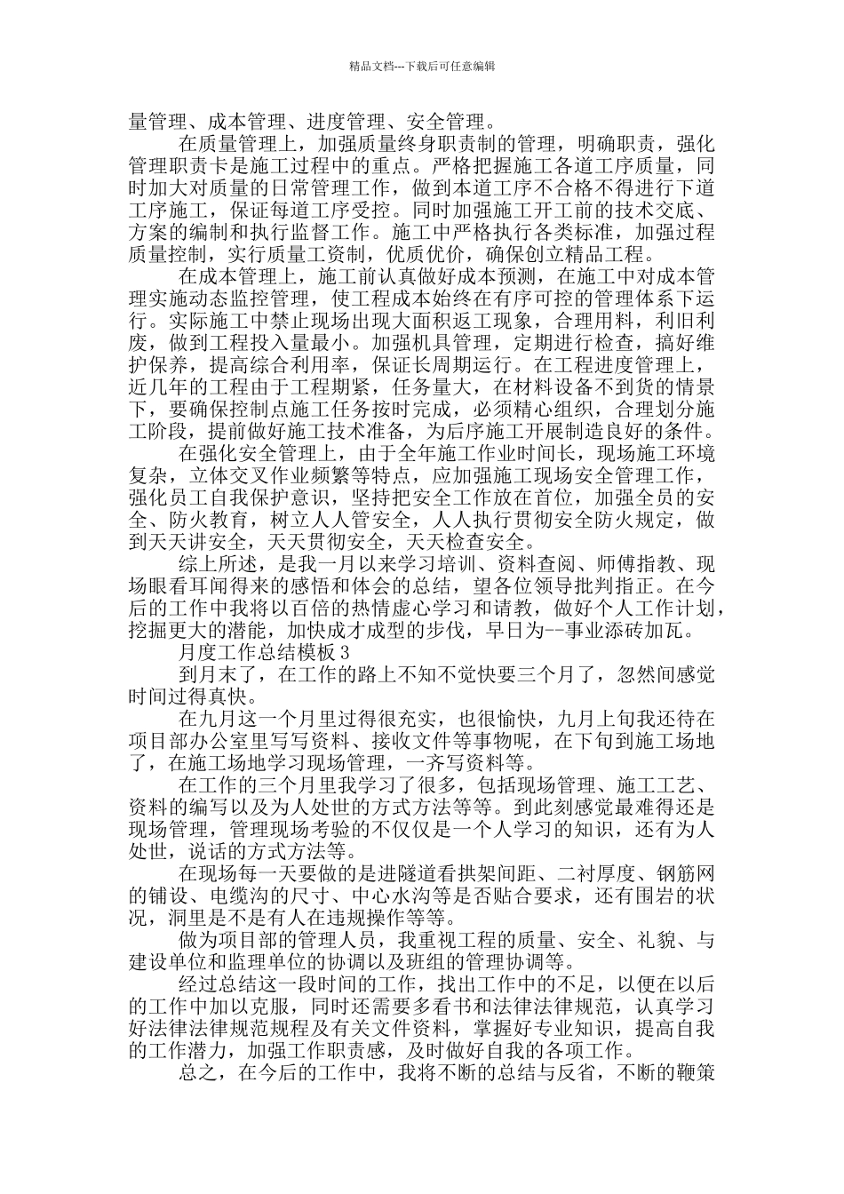 月度工作总结模板_第2页