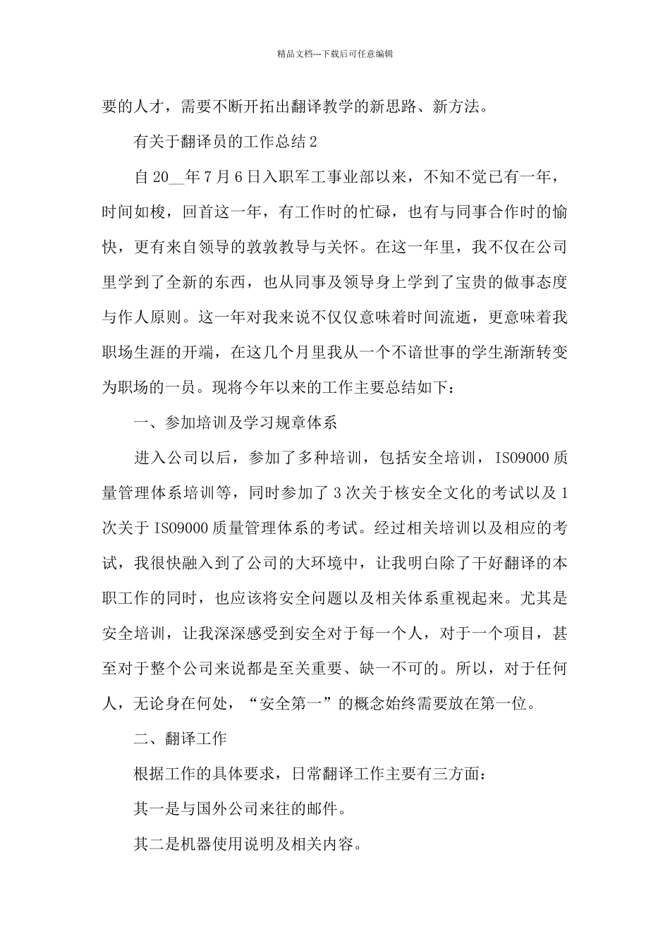 有关于翻译员的工作总结_第3页