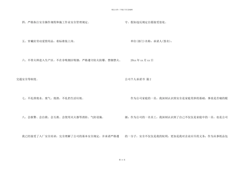 有关公司个人承诺书四篇_第2页