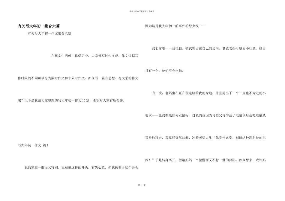 有关写大年初一集合六篇_第1页