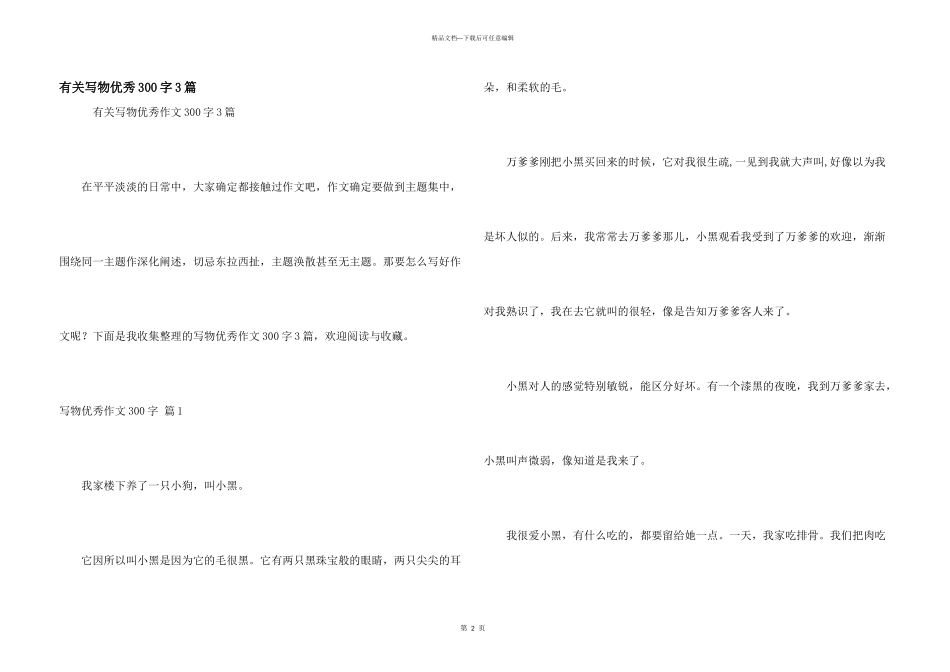 有关写物优秀300字3篇_第1页