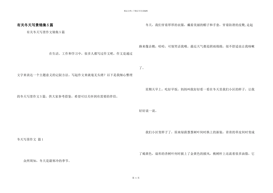 有关冬天写景锦集5篇_第1页