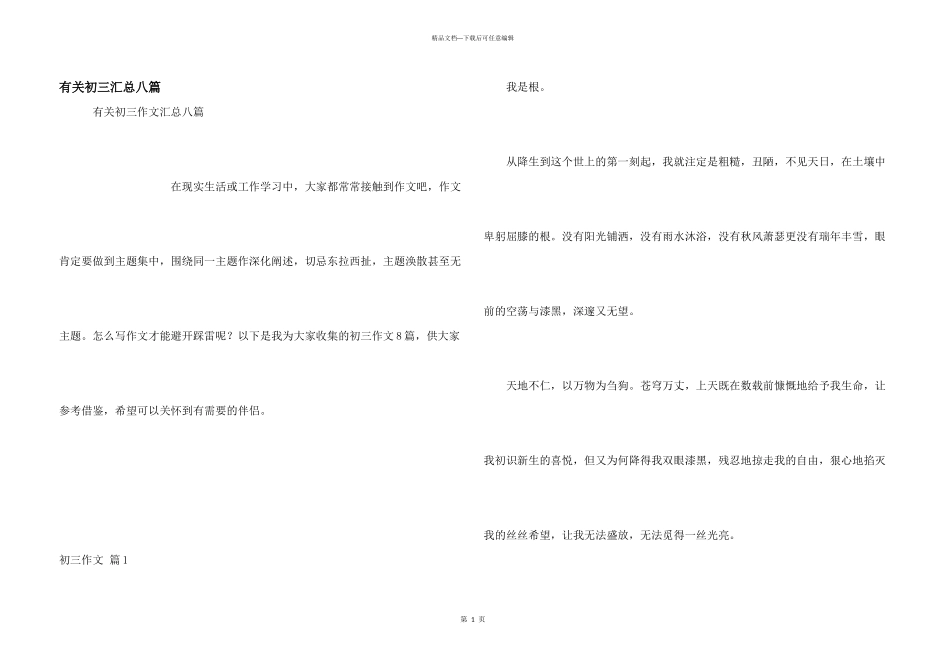 有关初三汇总八篇_第1页