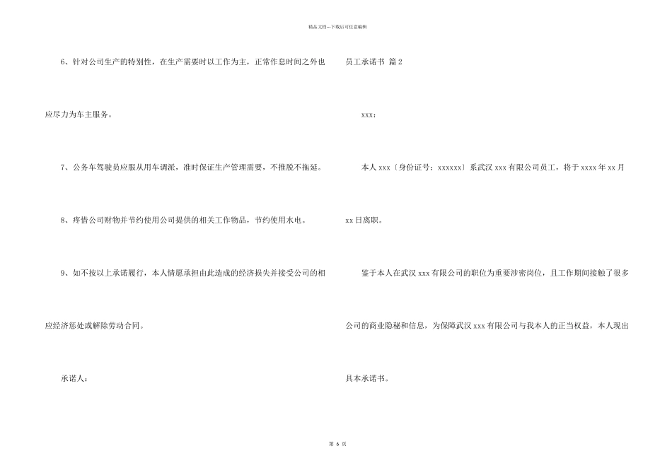 有关员工承诺书集合5篇_第2页