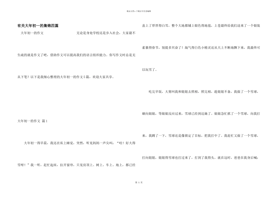 有关大年初一的集锦四篇_第1页
