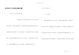 有关实习工作总结合集九篇